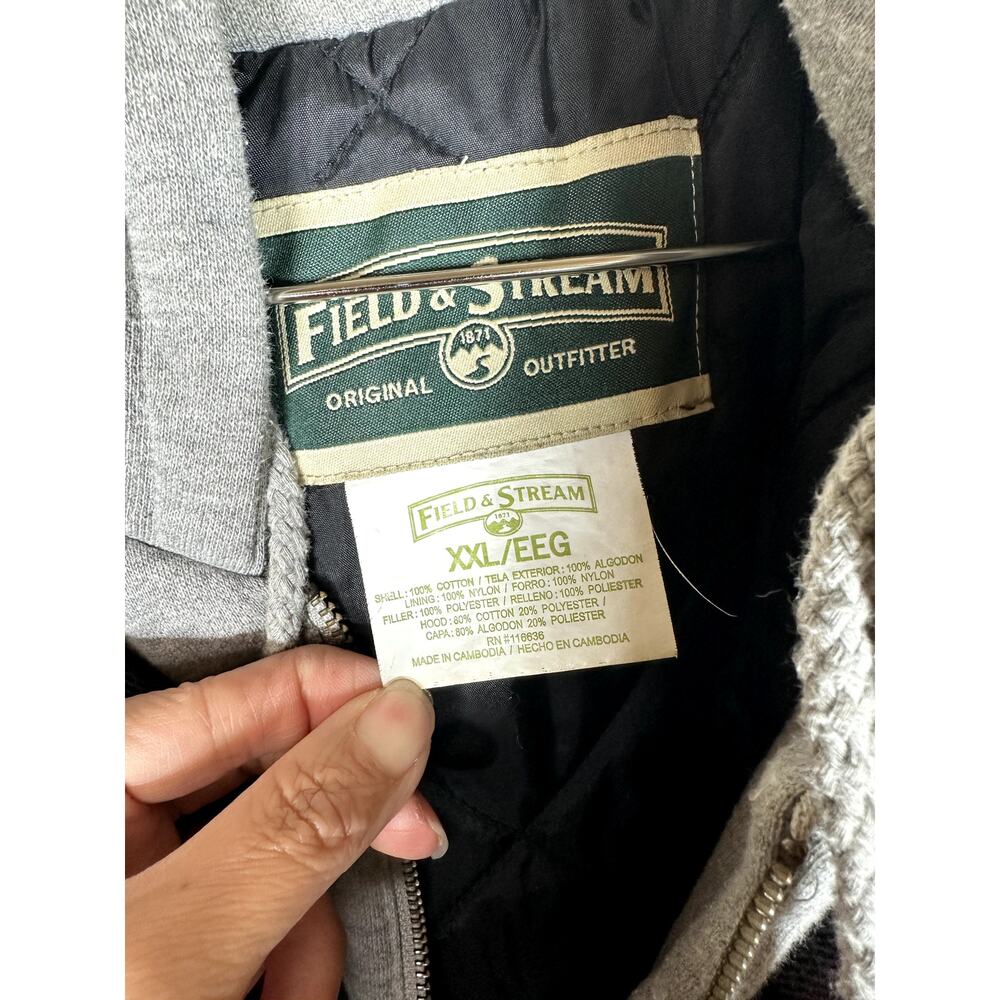 Field & Stream Hooded Flannel Shirt Jacket Men’s XXL Burgundy/Gray Zip Front - Picture 5 of 11